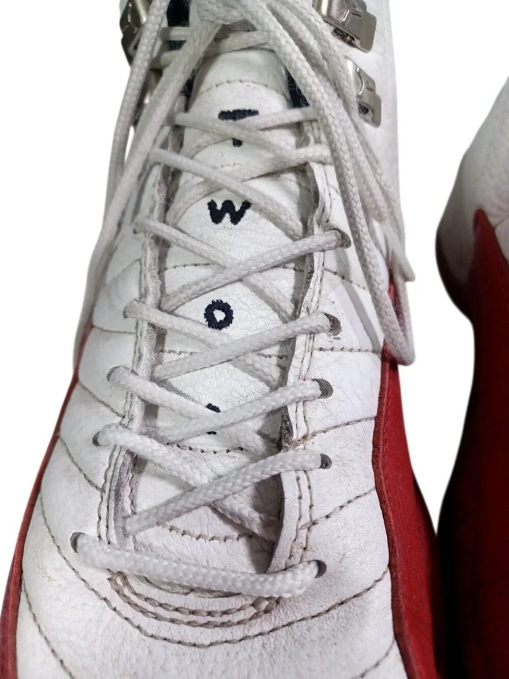 Men's Size 8.5 Air Jordan 12 Retro Cherry Red White Leather Basketball Sneakers